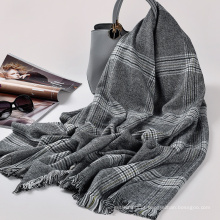 Moda de alta qualidade mulheres 100% acrílico inverno borla cachecol 205x90 cm lenço xadrez tartan